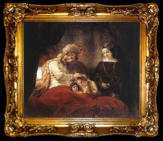 framed  REMBRANDT Harmenszoon van Rijn Jacob Blessing the Children of Joseph, ta009-2